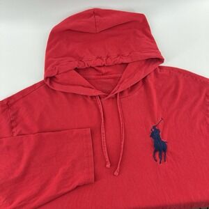 Polo Ralph Lauren Hoodie Size 3XLT Red Lightweight USA Big Pony 1967 Pullover LS